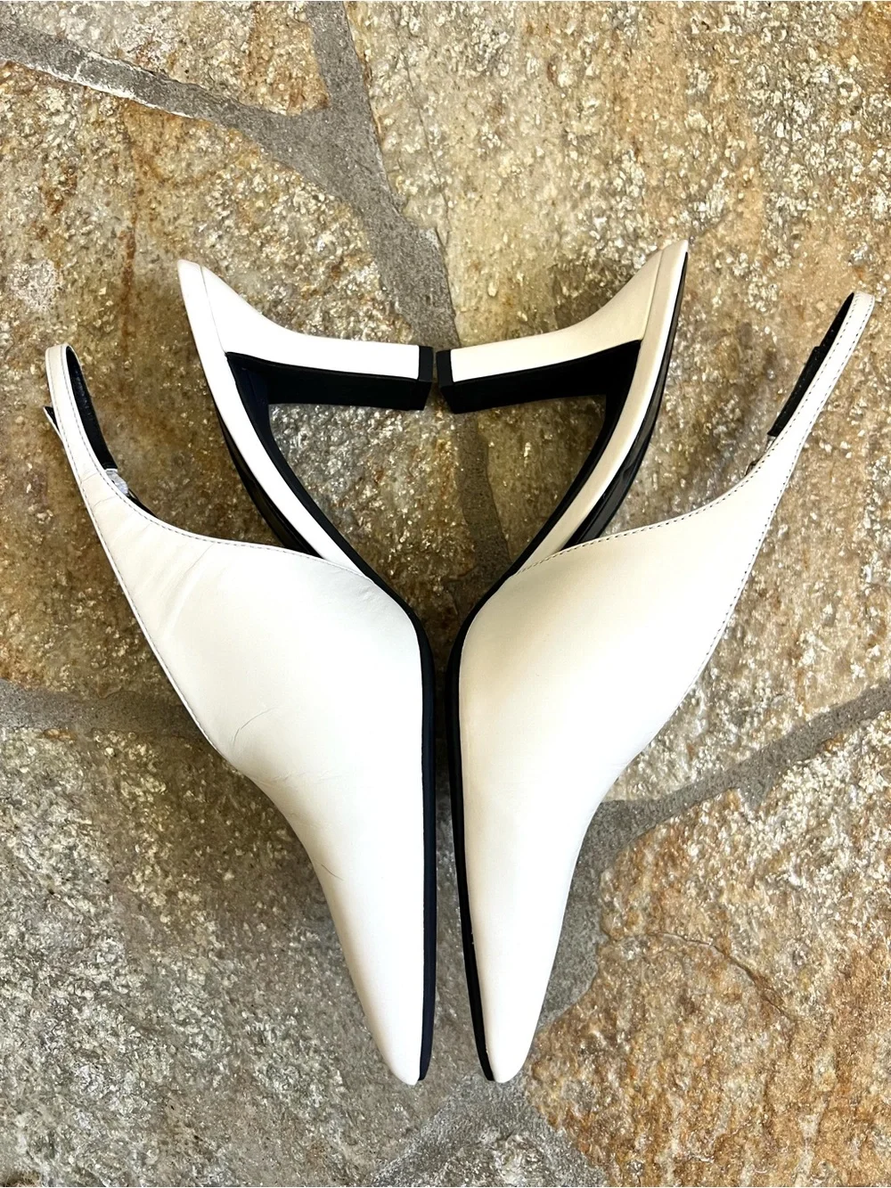 Vince Devi Leather Slingback Pump Milk White Size 7.5 - EU 38